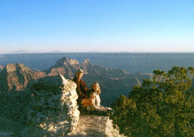 Roger and I watching the sunset at the Grand Canyon.
